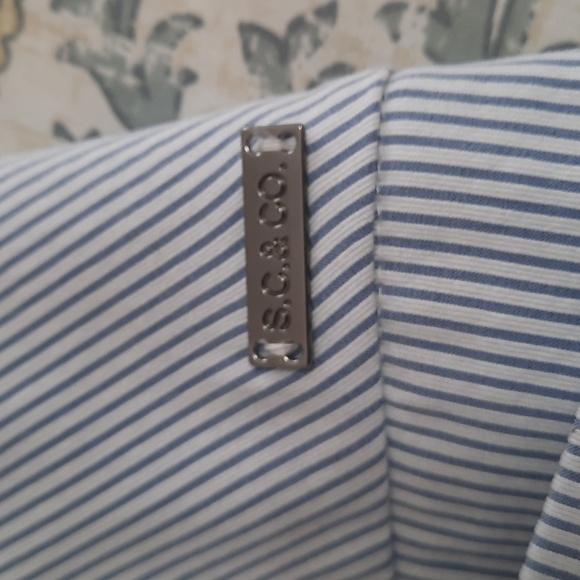 S.C.&Co. Large Pullon White Periwinkle Pin Stripe Pocket Skort - Picture 4 of 6